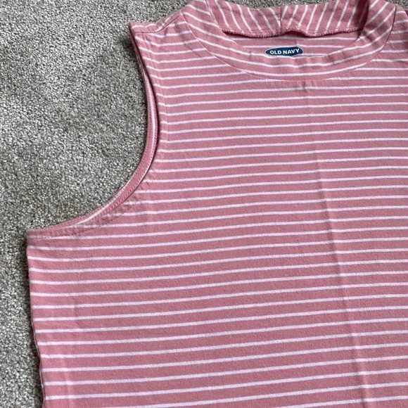 Old Navy Pink and White Striped Halter Sleeveless Tank Top Size S - Picture 2 of 5
